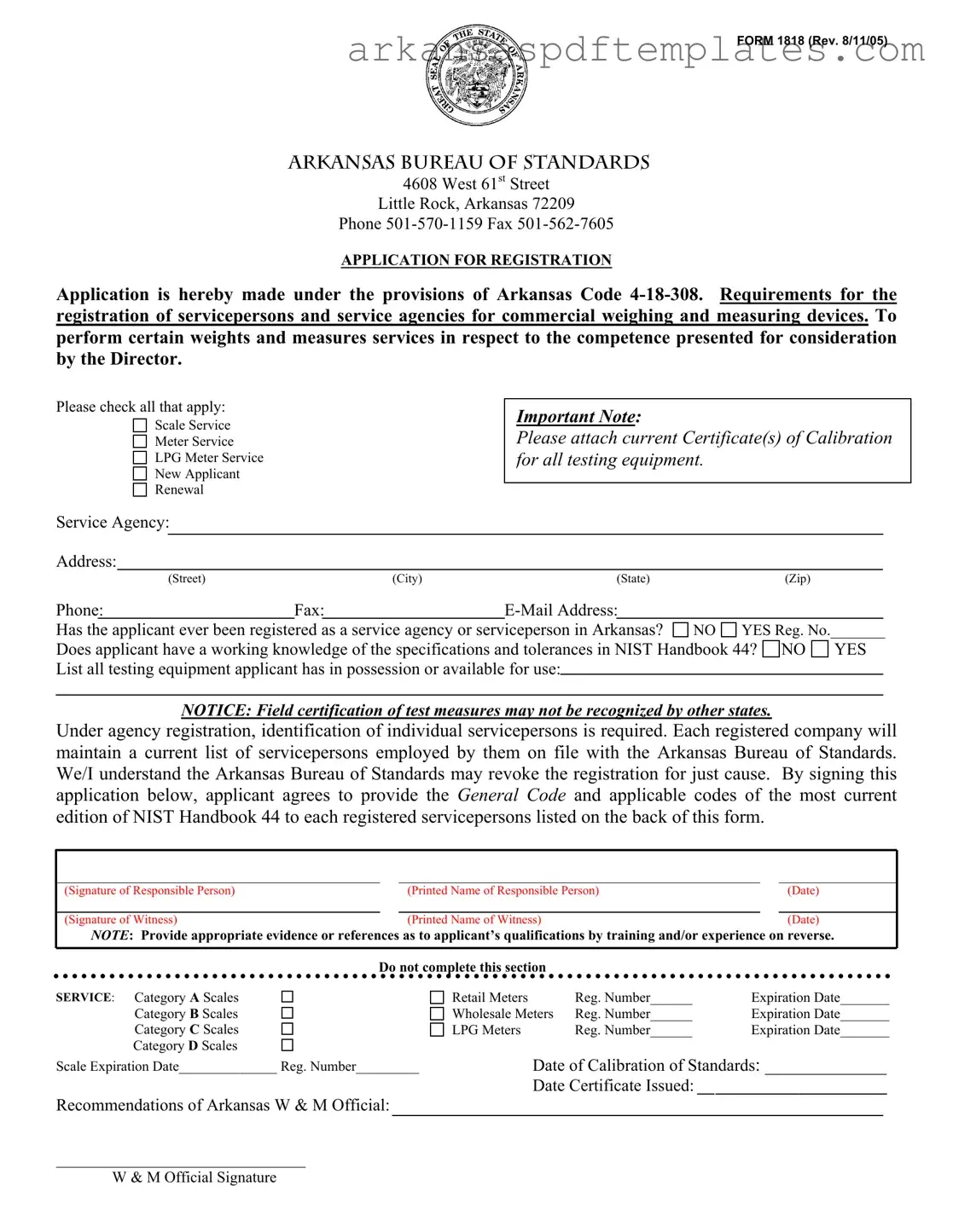 Fill Out a Valid Arkansas 1818 Form