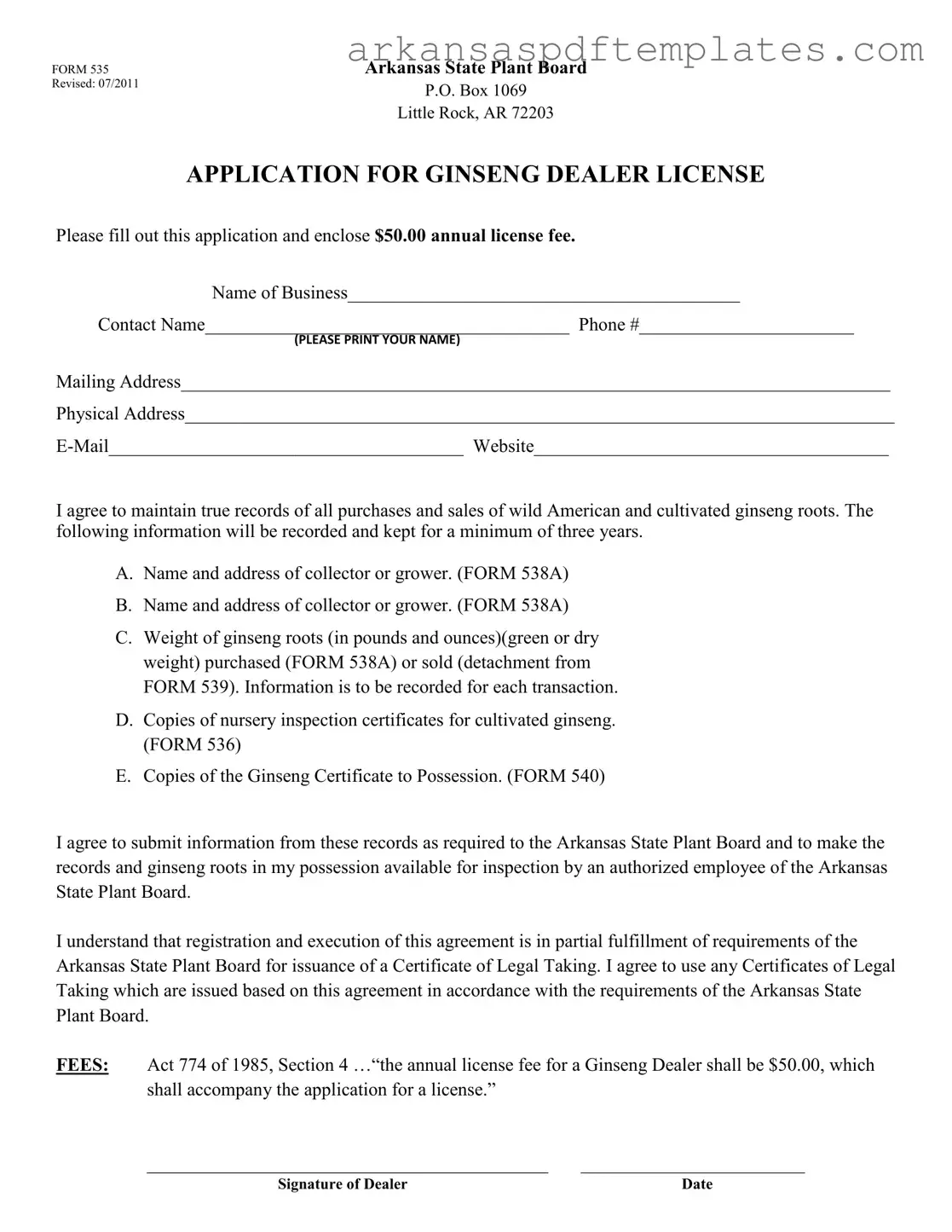 Fill Out a Valid Arkansas 535 Form