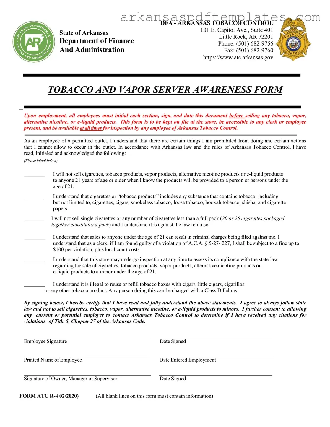 Fill Out a Valid Arkansas Atc R4 Form