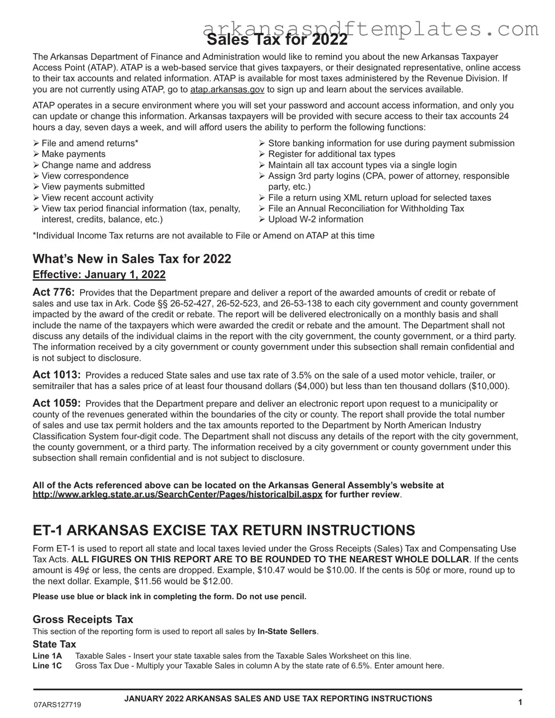 Fill Out a Valid Arkansas Et 1 Form