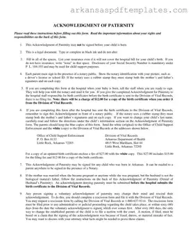 Fill Out a Valid Arkansas Acknowledgement Paternity Form