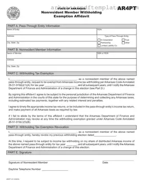 Fill Out a Valid Arkansas Ar4Pt Form