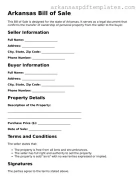 Free Arkansas Bill of Sale Template