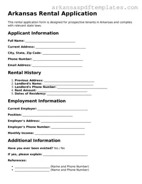 Free Arkansas Rental Application Template