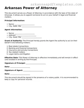 Free Arkansas Power of Attorney Template