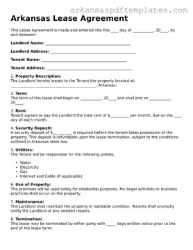 Free Arkansas Lease Agreement Template