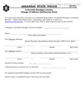 Fill Out a Valid Change Address Ccw In Arkansas Form